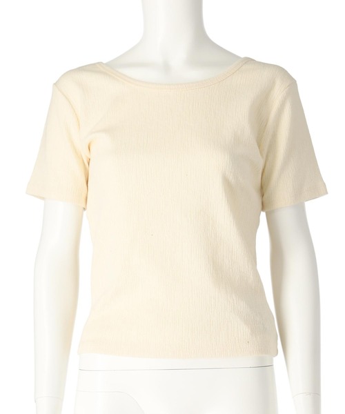 anap mimpi(アナップミンピ)の「カット ジャガード 前後2WAY カシュクール 半袖 トップス(Tシャツ/カットソー・レディース・キナリ/モカ/ブラック・FREE)」の21枚目の写真