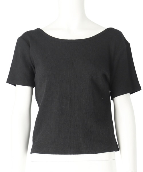 anap mimpi(アナップミンピ)の「カット ジャガード 前後2WAY カシュクール 半袖 トップス(Tシャツ/カットソー・レディース・キナリ/モカ/ブラック・FREE)」の20枚目の写真