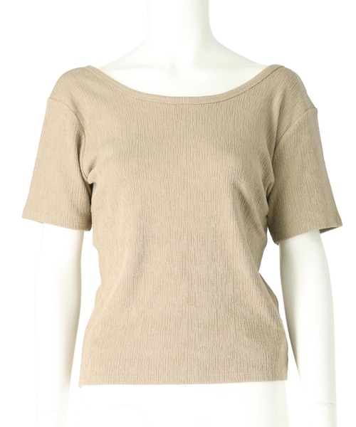 anap mimpi(アナップミンピ)の「カット ジャガード 前後2WAY カシュクール 半袖 トップス(Tシャツ/カットソー・レディース・キナリ/モカ/ブラック・FREE)」の19枚目の写真