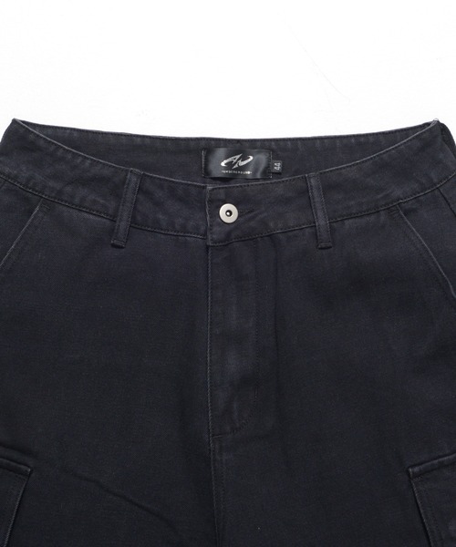 Revo.(レボ)の「【UNDERGROUND】トライバル ロゴ フリンジ デニム カーゴパンツ(デニムパンツ・メンズ・ブラック系その他/ブラック/インディゴブルー・L/M)」の4枚目の写真