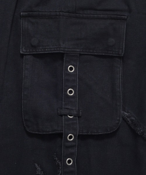 Revo.(レボ)の「【UNDERGROUND】トライバル ロゴ フリンジ デニム カーゴパンツ(デニムパンツ・メンズ・ブラック系その他/ブラック/インディゴブルー・L/M)」の8枚目の写真