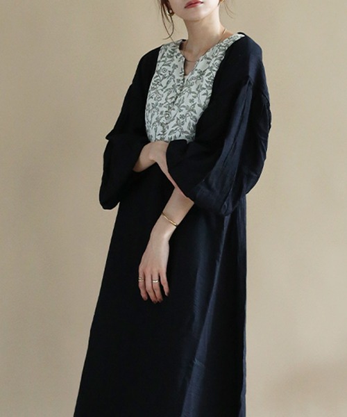 NOAHL(ノアル)の「【NOAHL】ボタニカル切り替えワンピース(ワンピース・レディース・ブラック/ベージュ・FREE)」の13枚目の写真