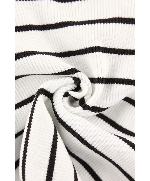 ALEXIA STAM（アリシアスタン）の「Off The Shoulder Knit Top /オフショルニットトップス（Tシャツ/カットソー・レディース・ホワイト/ブラック/ホワイト×ブラウン・ﾌﾘ-）」の15枚目の写真