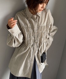 ブラウス シャツ ターンアップカフスブラウス レディース レースアップブラウス 長袖 シャツ トップス レディース