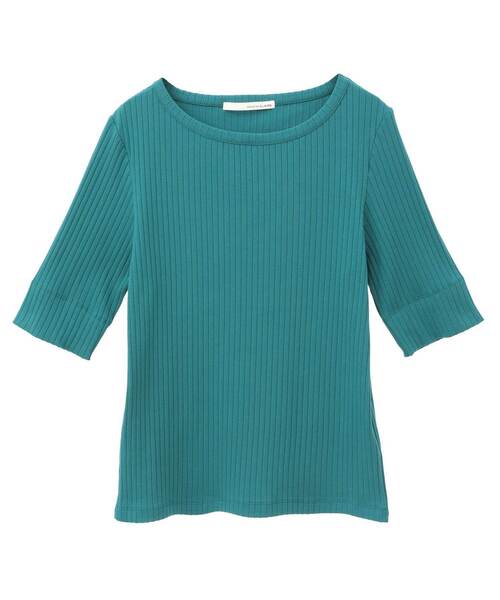 MELROSE claire(メルローズ クレール)の「【ワイドリブ万能5分袖カットプルオーバー】(Tシャツ/カットソー・レディース・ベージュ系その他/グリーン/ライトブラウン/ブラック・FREE)」の5枚目の写真