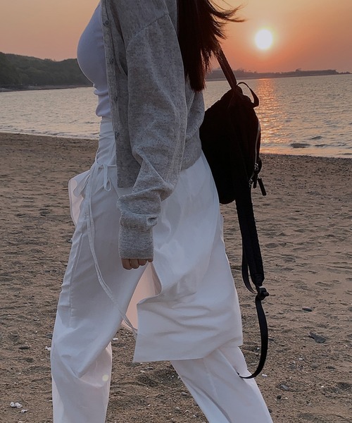 on:nue（オンニュ）の「【on:nue】[着用動画あり！/2色展開] ナイロンレイヤードラップパンツ（その他パンツ・レディース・ホワイト/ブラック・FREE）」の10枚目の写真