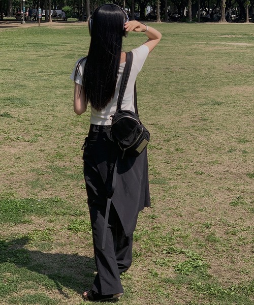 on:nue（オンニュ）の「【on:nue】[着用動画あり！/2色展開] ナイロンレイヤードラップパンツ（その他パンツ・レディース・ホワイト/ブラック・FREE）」の22枚目の写真