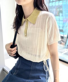 【かなさま専用】courreges シアーニットポロシャツ かなさま専用】courreges シアーニットポロシャツ