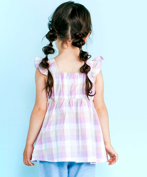 SLAP SLIP（スラップスリップ）の「マドラスチェック肩フリルチュニック(90~130cm)（シャツ/ブラウス・キッズ・ブルー系その他/ピンク系その他・90cm/130cm/100cm/120cm/110cm）」の14枚目の写真