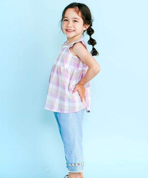 SLAP SLIP（スラップスリップ）の「マドラスチェック肩フリルチュニック(90~130cm)（シャツ/ブラウス・キッズ・ブルー系その他/ピンク系その他・90cm/130cm/100cm/120cm/110cm）」の13枚目の写真