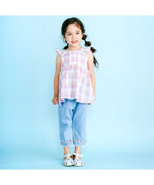 SLAP SLIP（スラップスリップ）の「マドラスチェック肩フリルチュニック(90~130cm)（シャツ/ブラウス・キッズ・ブルー系その他/ピンク系その他・90cm/130cm/100cm/120cm/110cm）」の16枚目の写真