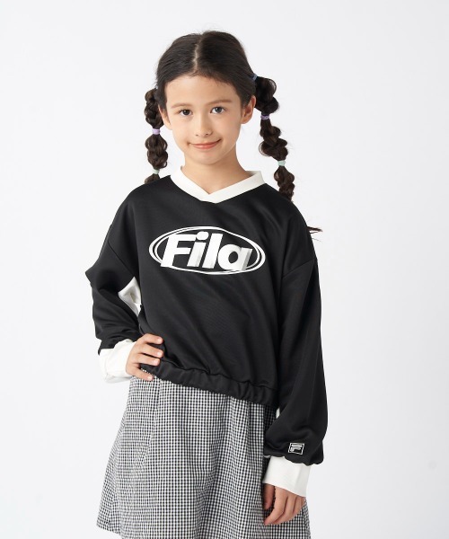 FILA（フィラ）の「ショート丈切替スウェット（スウェット・キッズ・杢グレー/ブラック・150/160/130/140/170）」の3枚目の写真