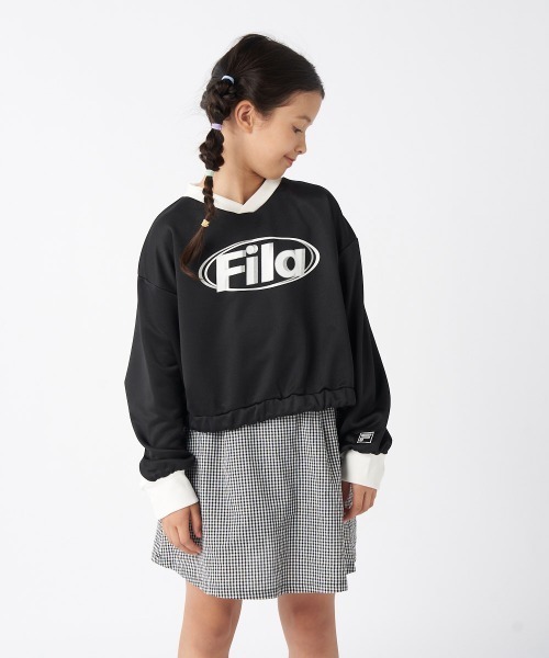 FILA（フィラ）の「ショート丈切替スウェット（スウェット・キッズ・杢グレー/ブラック・150/160/130/140/170）」の4枚目の写真