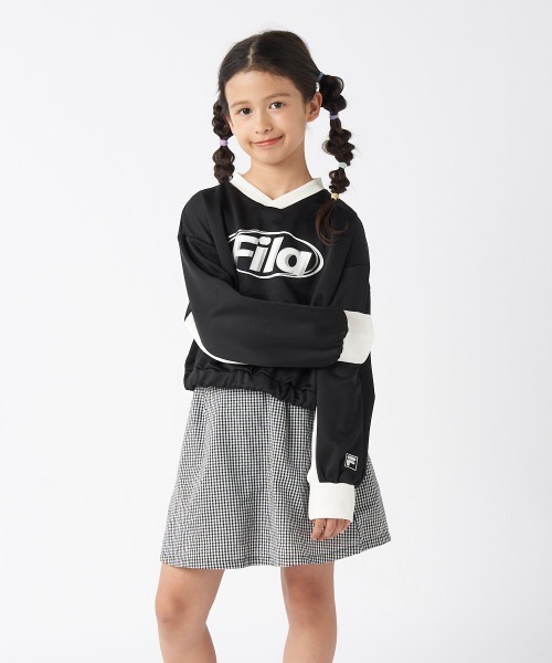 FILA（フィラ）の「ショート丈切替スウェット（スウェット・キッズ・杢グレー/ブラック・150/160/130/140/170）」の5枚目の写真