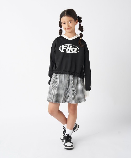 FILA（フィラ）の「ショート丈切替スウェット（スウェット・キッズ・杢グレー/ブラック・150/160/130/140/170）」の6枚目の写真