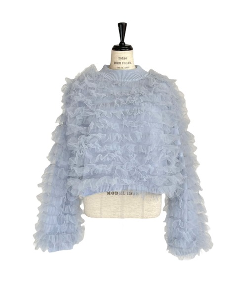 HONEY MI HONEY(ハニーミーハニー)の「【ZOZO限定】volume tulle knit tops(ニット/セーター・レディース・オフホワイト/グレー/サックスブルー/ピンク・FREE)」の3枚目の写真