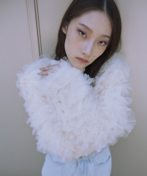 HONEY MI HONEY(ハニーミーハニー)の「【ZOZO限定】volume tulle knit tops(ニット/セーター・レディース・オフホワイト/グレー/サックスブルー/ピンク・FREE)」の12枚目の写真