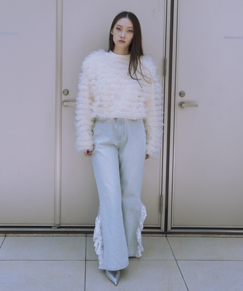 HONEY MI HONEY(ハニーミーハニー)の「【ZOZO限定】volume tulle knit tops(ニット/セーター・レディース・オフホワイト/グレー/サックスブルー/ピンク・FREE)」の16枚目の写真