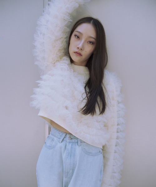 HONEY MI HONEY(ハニーミーハニー)の「【ZOZO限定】volume tulle knit tops(ニット/セーター・レディース・オフホワイト/グレー/サックスブルー/ピンク・FREE)」の13枚目の写真