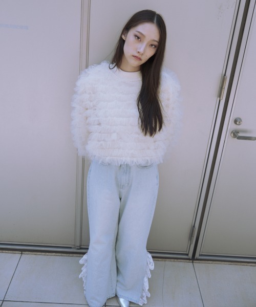 HONEY MI HONEY(ハニーミーハニー)の「【ZOZO限定】volume tulle knit tops(ニット/セーター・レディース・オフホワイト/グレー/サックスブルー/ピンク・FREE)」の14枚目の写真