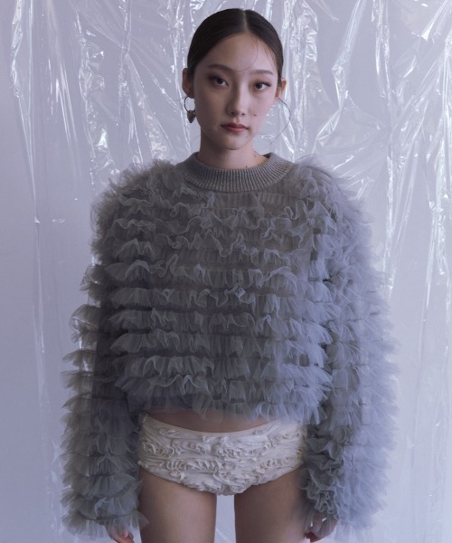 HONEY MI HONEY(ハニーミーハニー)の「【ZOZO限定】volume tulle knit tops(ニット/セーター・レディース・オフホワイト/グレー/サックスブルー/ピンク・FREE)」の17枚目の写真
