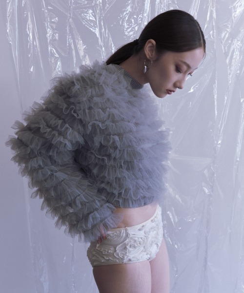 HONEY MI HONEY(ハニーミーハニー)の「【ZOZO限定】volume tulle knit tops(ニット/セーター・レディース・オフホワイト/グレー/サックスブルー/ピンク・FREE)」の18枚目の写真