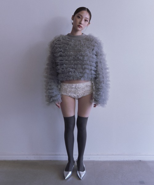HONEY MI HONEY(ハニーミーハニー)の「【ZOZO限定】volume tulle knit tops(ニット/セーター・レディース・オフホワイト/グレー/サックスブルー/ピンク・FREE)」の20枚目の写真