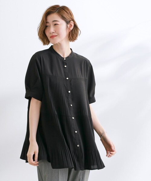 grove(グローブ)の「【体型カバー】ラフに着たい ティアードプリーツブラウス(シャツ/ブラウス・レディース・ブルー/アイボリー/ブラック・02/03/05/01/04)」の9枚目の写真