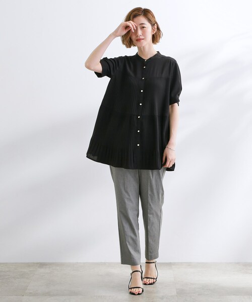 grove(グローブ)の「【体型カバー】ラフに着たい ティアードプリーツブラウス(シャツ/ブラウス・レディース・ブルー/アイボリー/ブラック・02/03/05/01/04)」の10枚目の写真