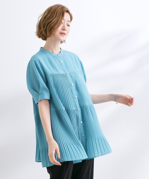 grove(グローブ)の「【体型カバー】ラフに着たい ティアードプリーツブラウス(シャツ/ブラウス・レディース・ブルー/アイボリー/ブラック・02/03/05/01/04)」の12枚目の写真