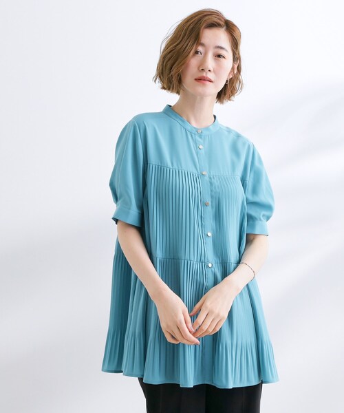grove(グローブ)の「【体型カバー】ラフに着たい ティアードプリーツブラウス(シャツ/ブラウス・レディース・ブルー/アイボリー/ブラック・02/03/05/01/04)」の13枚目の写真