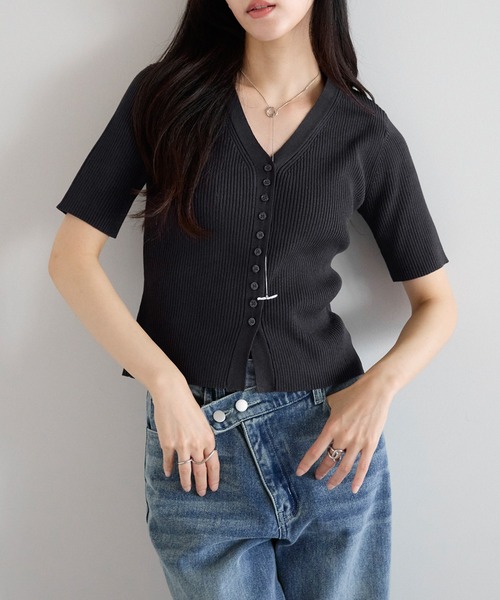 Sezane 半袖カーディガン 黒 Sezane 半袖カーディガン 黒