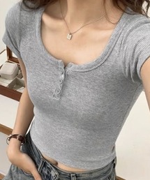 ヘンリーネックコンパクト半袖Tシャツ