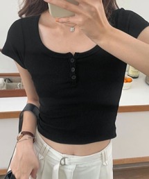 ヘンリーネックコンパクト半袖Tシャツ