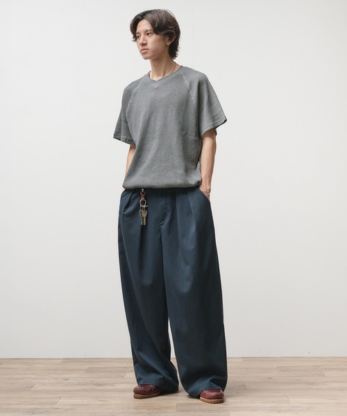 Adoon plain(アドーンプレーン)の「Thermal Shallow V-Neck T-Shirt / サーマル浅VネックドローコードTシャツ(Tシャツ/カットソー・メンズ・ブラック/ネイビー/杢グレー/チャコールグレー・LARGE/MEDIUM)」の3枚目の写真