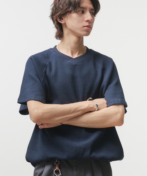 Adoon plain(アドーンプレーン)の「Thermal Shallow V-Neck T-Shirt / サーマル浅VネックドローコードTシャツ(Tシャツ/カットソー・メンズ・ブラック/ネイビー/杢グレー/チャコールグレー・LARGE/MEDIUM)」の17枚目の写真