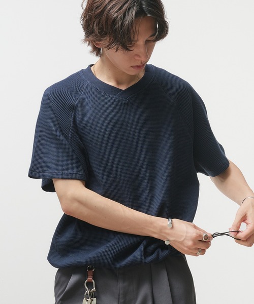 Adoon plain(アドーンプレーン)の「Thermal Shallow V-Neck T-Shirt / サーマル浅VネックドローコードTシャツ(Tシャツ/カットソー・メンズ・ブラック/ネイビー/杢グレー/チャコールグレー・LARGE/MEDIUM)」の18枚目の写真