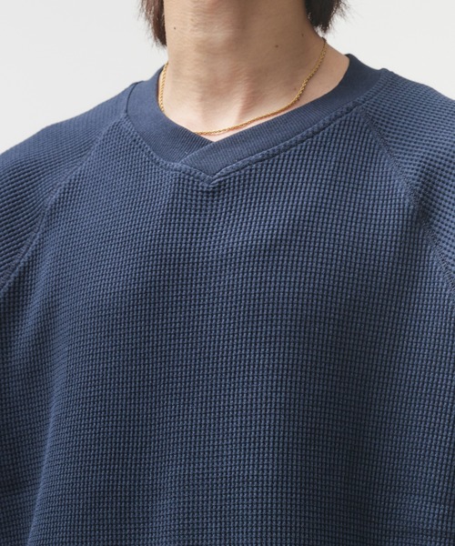 Adoon plain(アドーンプレーン)の「Thermal Shallow V-Neck T-Shirt / サーマル浅VネックドローコードTシャツ(Tシャツ/カットソー・メンズ・ブラック/ネイビー/杢グレー/チャコールグレー・LARGE/MEDIUM)」の20枚目の写真