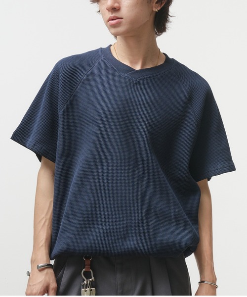 Adoon plain(アドーンプレーン)の「Thermal Shallow V-Neck T-Shirt / サーマル浅VネックドローコードTシャツ(Tシャツ/カットソー・メンズ・ブラック/ネイビー/杢グレー/チャコールグレー・LARGE/MEDIUM)」の13枚目の写真