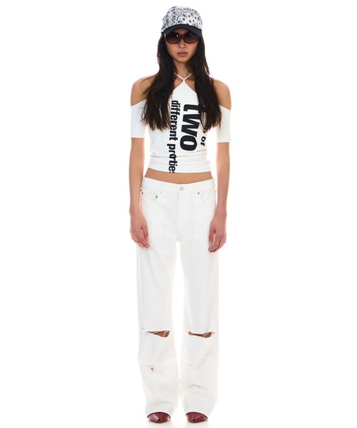 BEEDEN(ビーデン)の「OVER CRUSH SEMI LOOSE DENIM(デニムパンツ・レディース・ホワイト/ブルー・MEDIUM/SMALL)」の4枚目の写真