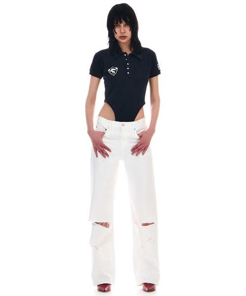 BEEDEN(ビーデン)の「OVER CRUSH SEMI LOOSE DENIM(デニムパンツ・レディース・ホワイト/ブルー・MEDIUM/SMALL)」の13枚目の写真
