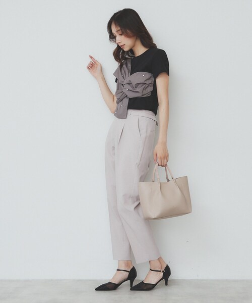 index(インデックス)の「パール調アシメドッキングTシャツ【洗える/接触冷感】(Tシャツ/カットソー・レディース・ホワイト系7/ベージュ系その他7/ブラック系4・38/36/42/40)」の10枚目の写真