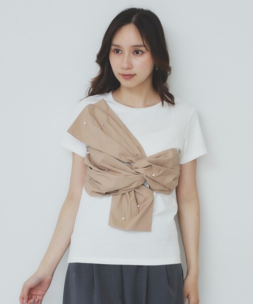 index(インデックス)の「パール調アシメドッキングTシャツ【洗える/接触冷感】(Tシャツ/カットソー・レディース・ホワイト系7/ベージュ系その他7/ブラック系4・38/36/42/40)」の16枚目の写真