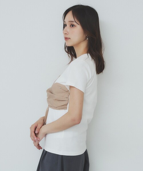 index(インデックス)の「パール調アシメドッキングTシャツ【洗える/接触冷感】(Tシャツ/カットソー・レディース・ホワイト系7/ベージュ系その他7/ブラック系4・38/36/42/40)」の17枚目の写真