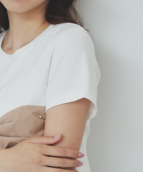 index(インデックス)の「パール調アシメドッキングTシャツ【洗える/接触冷感】(Tシャツ/カットソー・レディース・ホワイト系7/ベージュ系その他7/ブラック系4・38/36/42/40)」の20枚目の写真