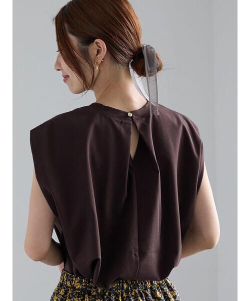 Te chichi(テチチ)の「シルケットノースリーブチュニック(Tシャツ/カットソー・レディース・ブラック/ブラウン/オフホワイト/ブルー・F)」の3枚目の写真