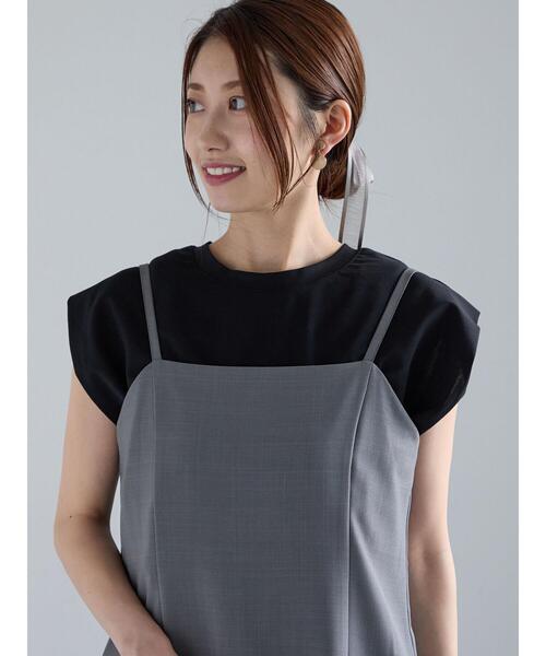 Te chichi(テチチ)の「シルケットノースリーブチュニック(Tシャツ/カットソー・レディース・ブラック/ブラウン/オフホワイト/ブルー・F)」の7枚目の写真