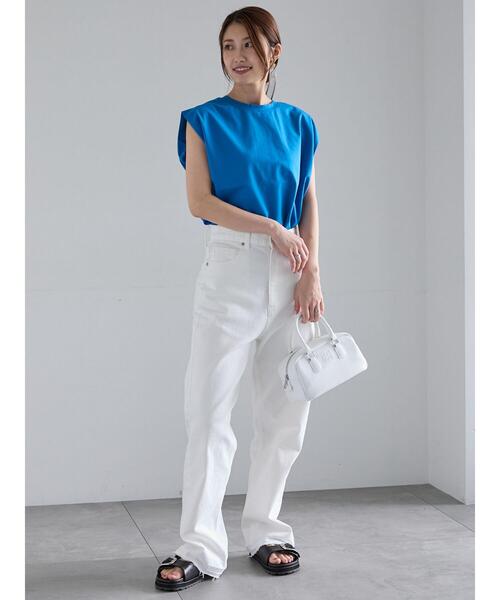 Te chichi(テチチ)の「シルケットノースリーブチュニック(Tシャツ/カットソー・レディース・ブラック/ブラウン/オフホワイト/ブルー・F)」の12枚目の写真