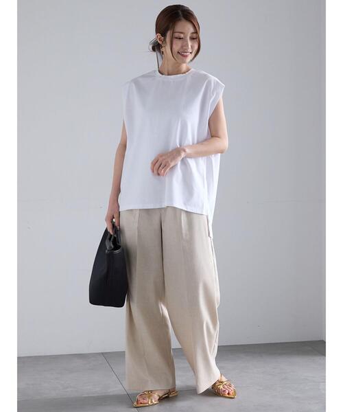 Te chichi(テチチ)の「シルケットノースリーブチュニック(Tシャツ/カットソー・レディース・ブラック/ブラウン/オフホワイト/ブルー・F)」の14枚目の写真