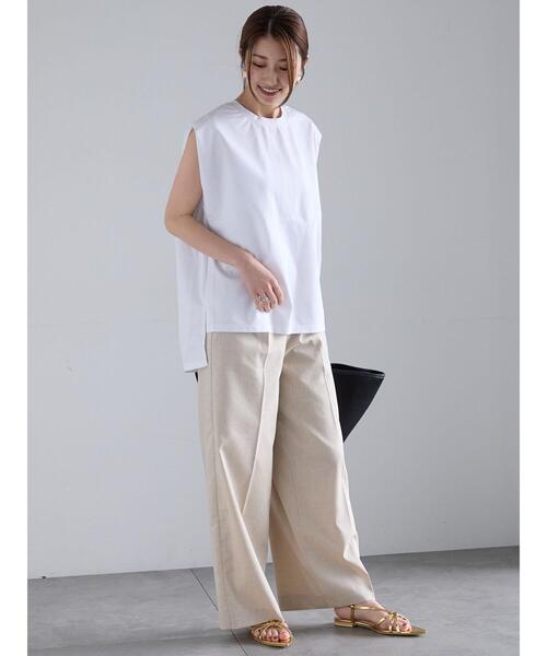 Te chichi(テチチ)の「シルケットノースリーブチュニック(Tシャツ/カットソー・レディース・ブラック/ブラウン/オフホワイト/ブルー・F)」の15枚目の写真